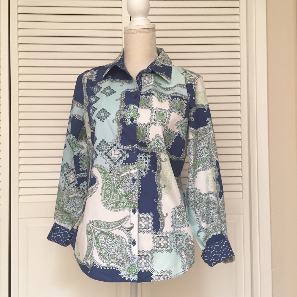 Chico’s NWOT blue print blouse